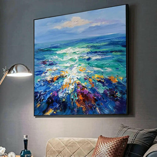 Hand-Painted Abstract Art Colorful waves on canvas - My Store