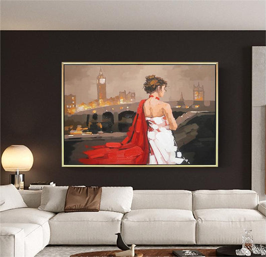 Beautiful girl on canvas oil painting