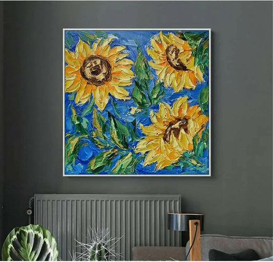 Sunflowers on Canvas - Abstract Art for Home Decor - My Store
