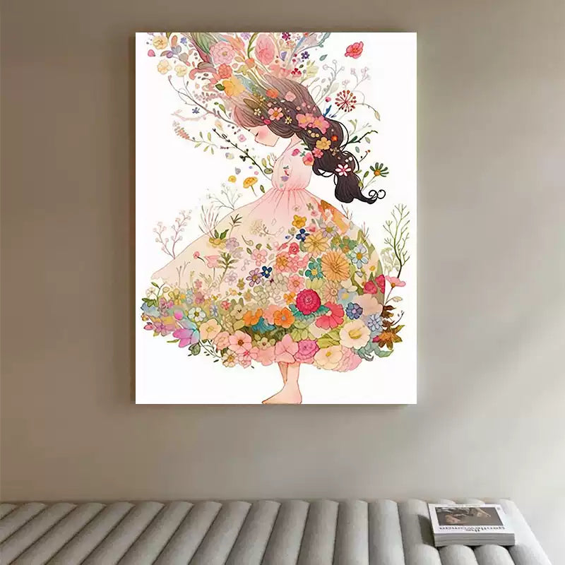 Flower Girl Canvas Art – Hand-Painted Wall Decor
