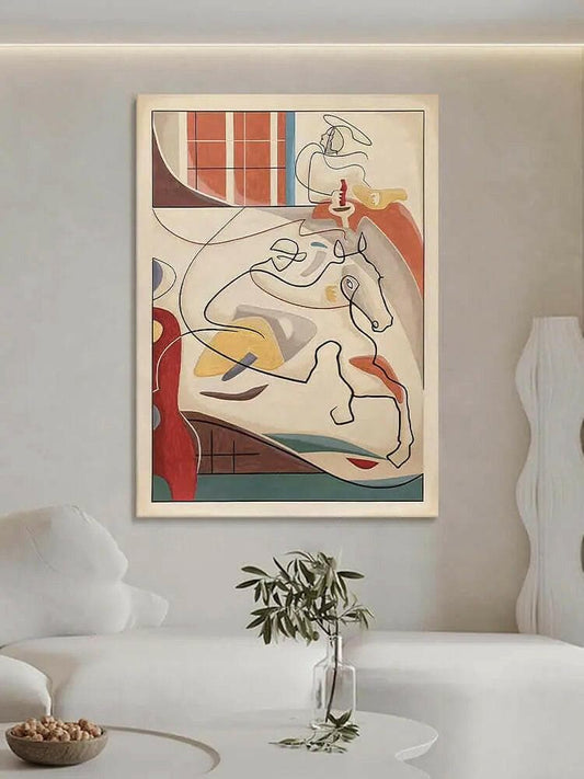 Abstract Line Art on Cotton Canvas - Hand-Painted Wall Decor - My Store