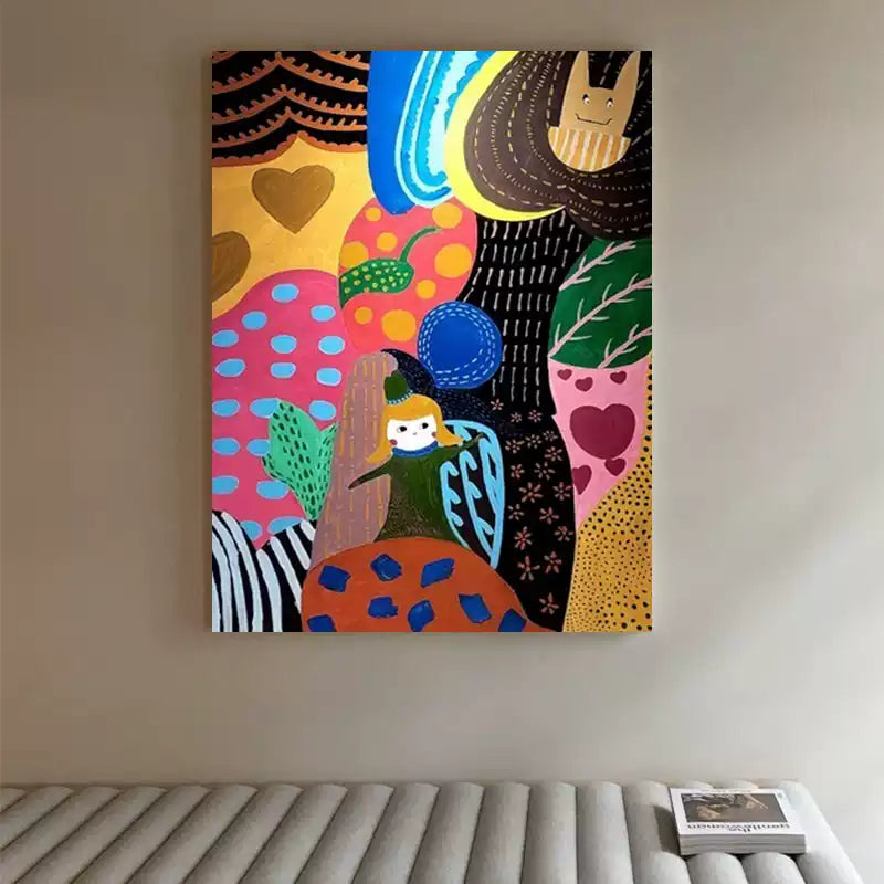 Dopamine Healing Little Girl Canvas Art – Hand-Painted, Free Shipping