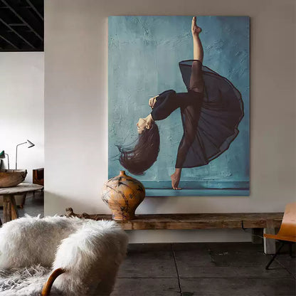 Hand-Painted Dancer Abstract Canvas Art – Free Shipping