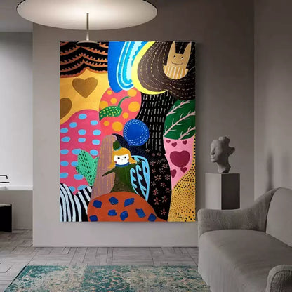 Dopamine Healing Little Girl Canvas Art – Hand-Painted, Free Shipping