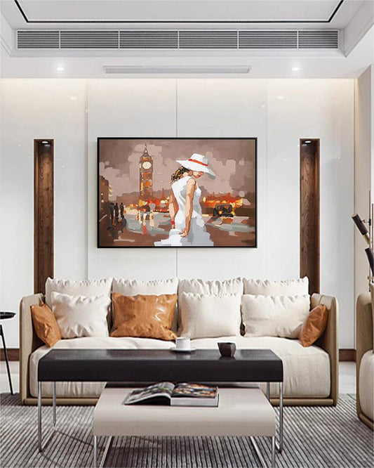 Beautiful girl on canvas oil painting