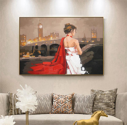Beautiful Girl Oil Painting on Canvas – Hand-Painted Wall Art