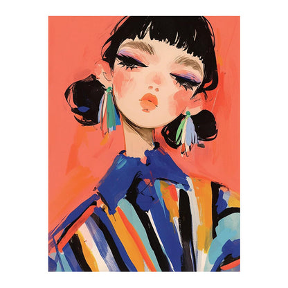 Fashion Girl Abstract Canvas Art – Hand-Painted Wall Decor