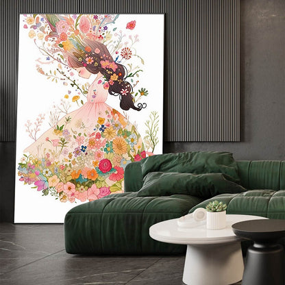 Flower Girl Canvas Art – Hand-Painted Wall Decor
