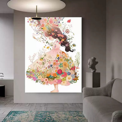 Flower Girl Canvas Art – Hand-Painted Wall Decor