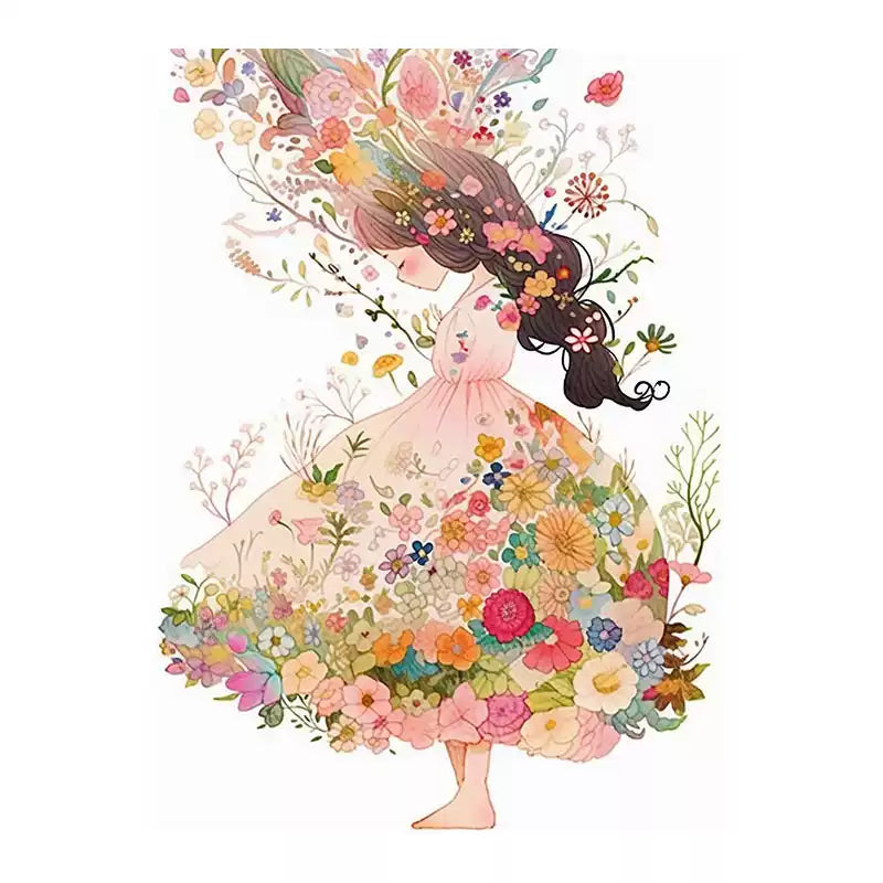 Flower Girl Canvas Art – Hand-Painted Wall Decor