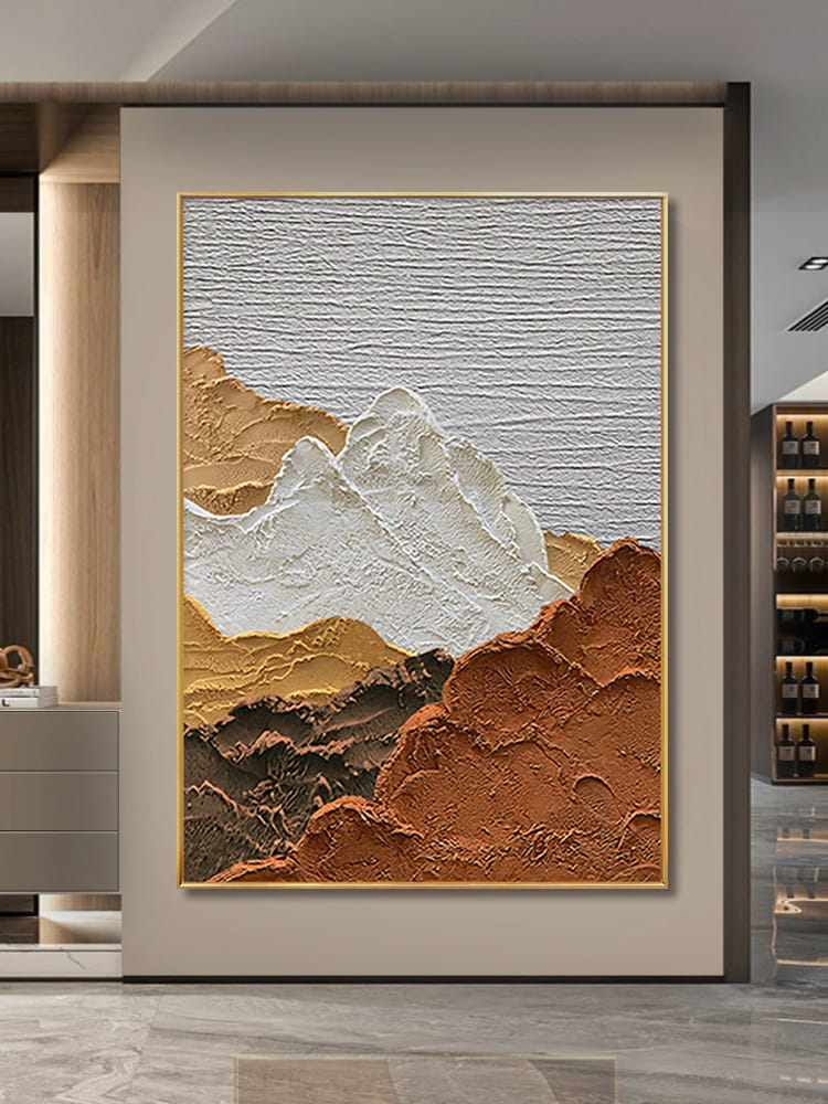Abstract art painting mountains
