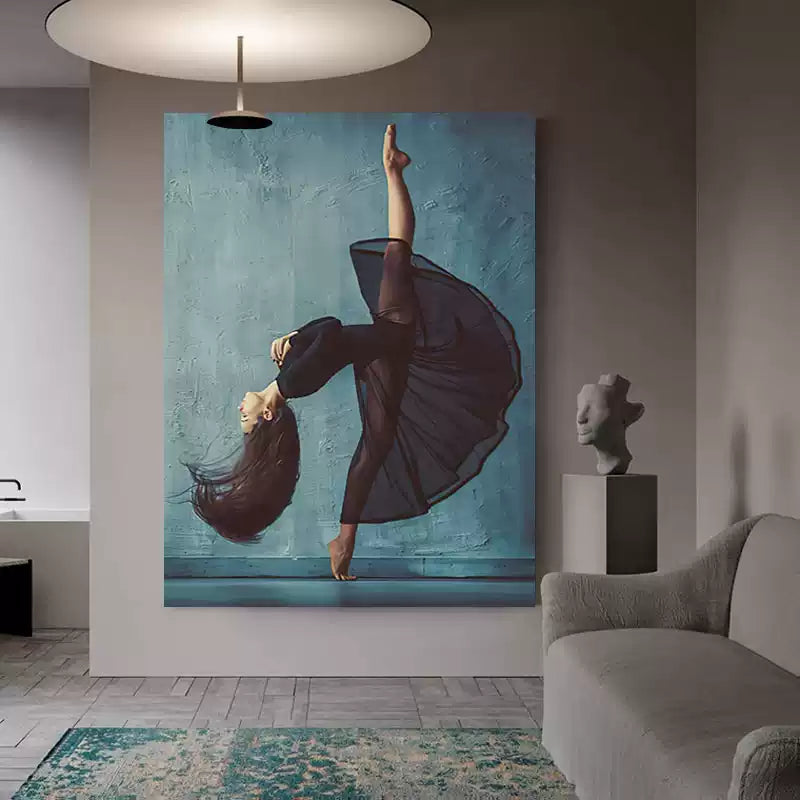 Hand-Painted Dancer Abstract Canvas Art – Free Shipping