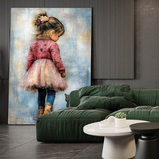 hand-painted neutral abstract oil painting, modern living room wall art