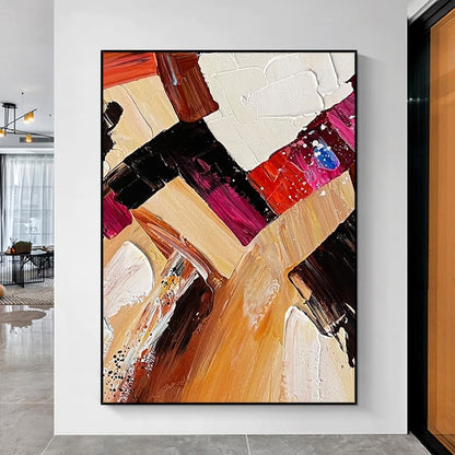 Colorful Squares Abstract Canvas Art – Hand-Painted Wall Decor