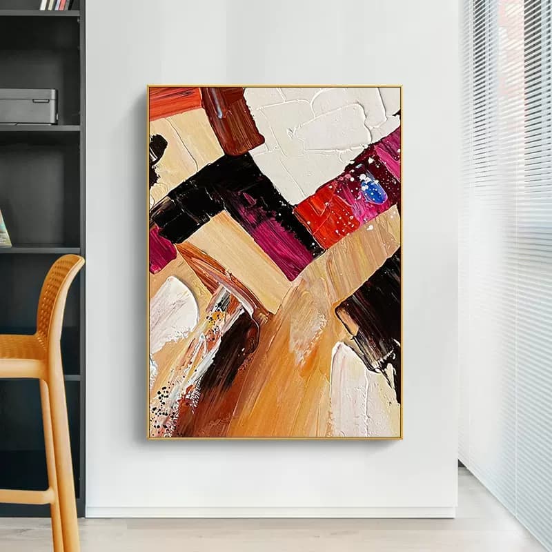 Colorful Squares Abstract Canvas Art – Hand-Painted Wall Decor