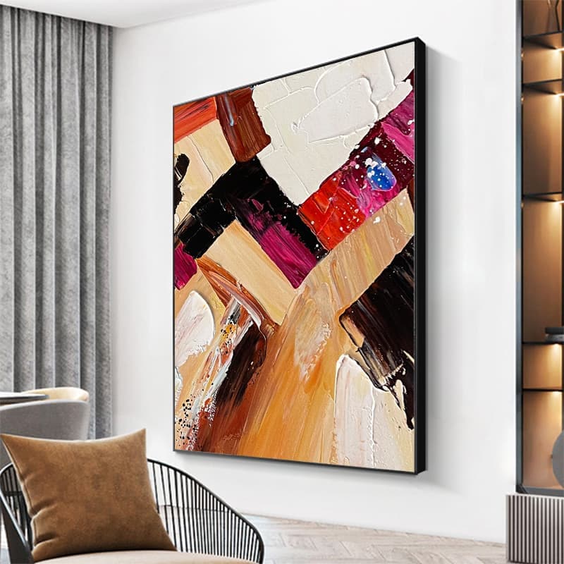 Colorful Squares Abstract Canvas Art – Hand-Painted Wall Decor
