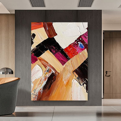 Colorful Squares Abstract Canvas Art – Hand-Painted Wall Decor
