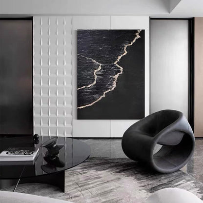 Black abstract beach art sold online