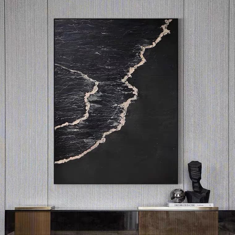 Black abstract beach art sold online