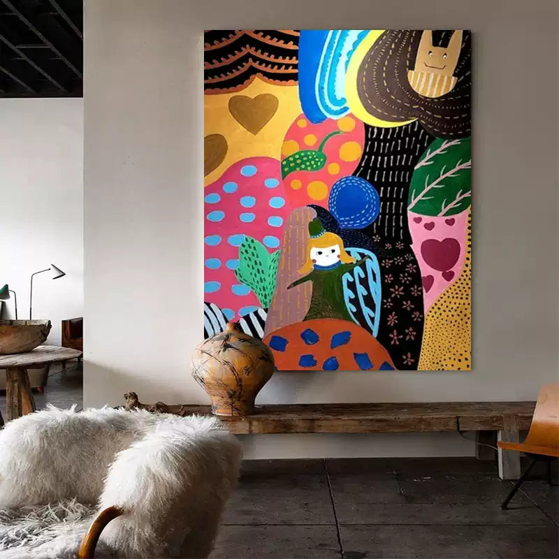 Dopamine Healing Little Girl Canvas Art – Hand-Painted, Free Shipping